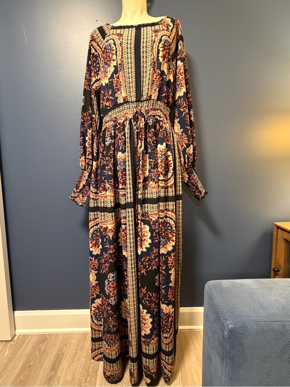 Boho Floral Long Sleeve Maxi Dress